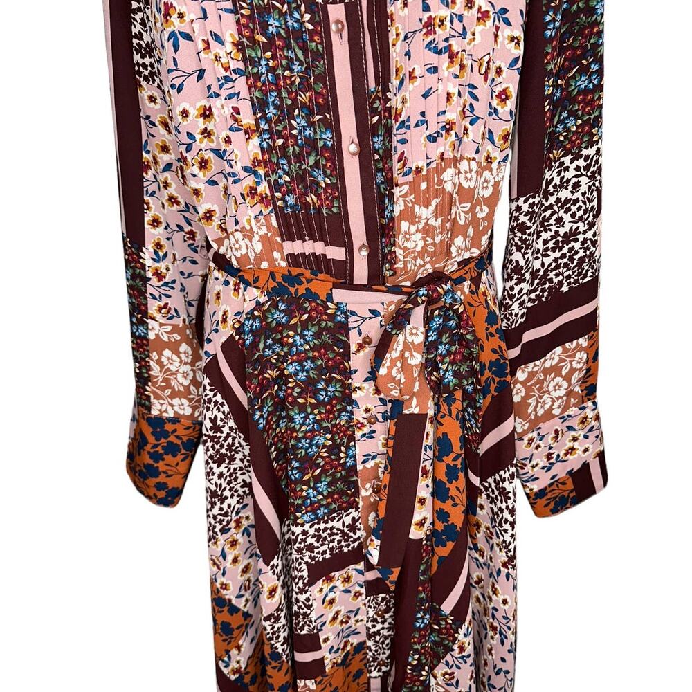 Nanette Lepore Floral Boho Patchwork Cottage Core Long Sleeve Midi Dress 10 - Picture 5 of 9
